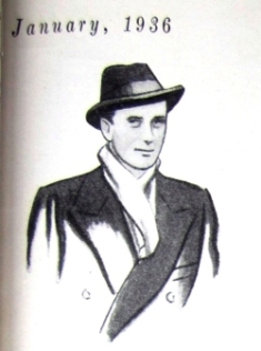 Homburg Hat, Double-breasted Overcoat over Tuxedo, 1936