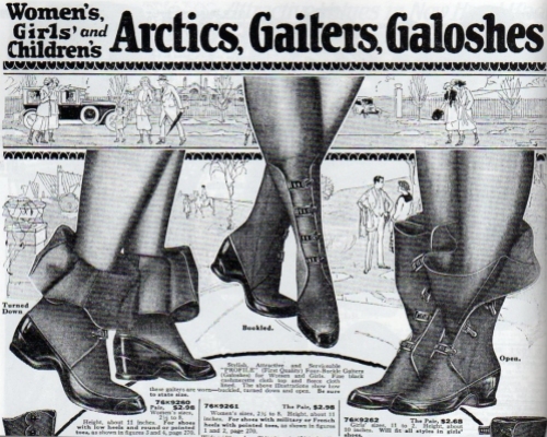 Galoshes, 1922, from Everyday Fashions of the 1920s by Stella Blum