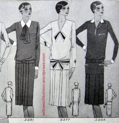 Three Butterick Patterns from Delineator, December 1928, page 34