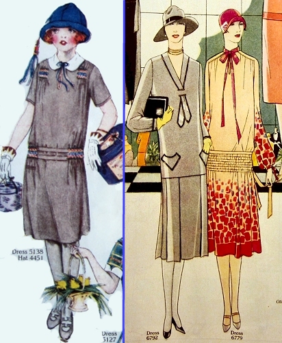Girl's dress with smocking, 1924; woman's dress with smocking, 1926.