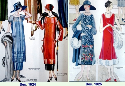 Kvinnoklänningar: December 1924 och december 1925