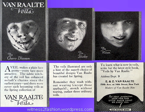 Images and Text from an Ad for Van Raalte Veils, May, 1917