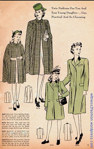 More Mother & Daughter patterns from Butterick Fashion News, Sept. 1943. Pattern Nos. 2691, 2676, 2693, 2420.