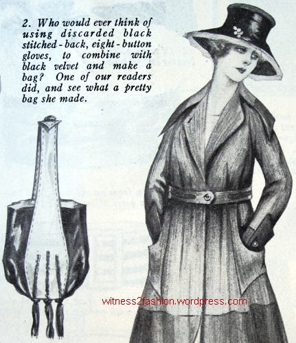 Handbag made from old gloves, Ladies' Home Journal, Oct. 1917.