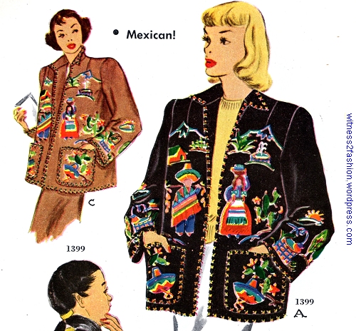 McCall "Mexican" coat pattern #1399, May 1950.
