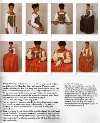 Typical page on dressing in period clothing, form The Tudor Tailor. Please do not copy this image.