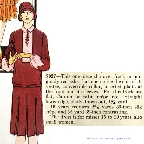Butterick 7057 for Misses and Smaller Women, September 1926.