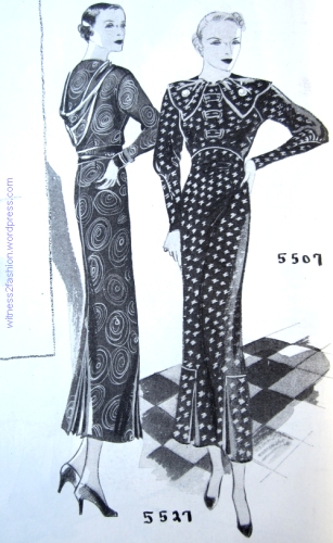Butterick patterns 5527 and 5507, February 1934, The Delineator.