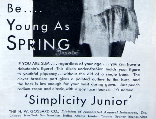 "Simplicity Junior" from Gossard, April 1932 advertisement.