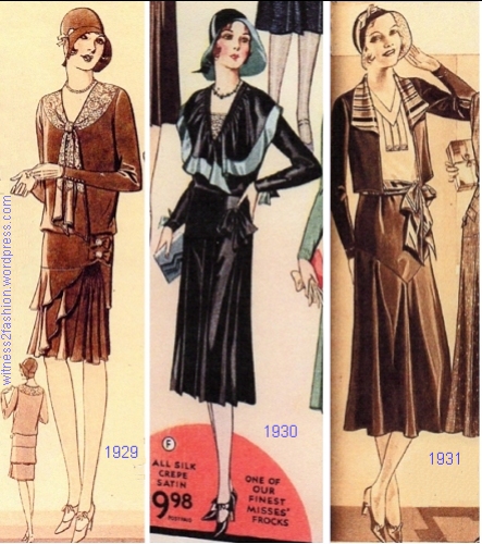 Misses' Dresses from Sears catalogs one year apart: 1929, 1930, 1931.