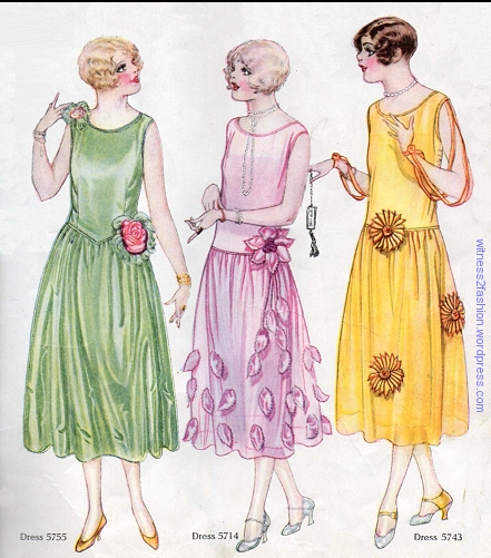 Party dresses for Misses (age 15 to 20), Butterick patterns Nos. 5755, 5714, 5743. Delineator, Jan. 1925.