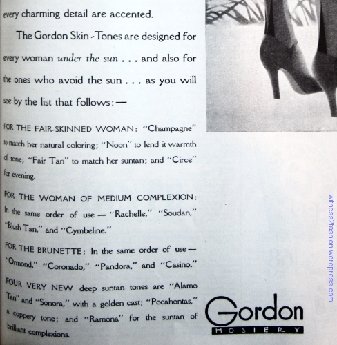 Text from Gordon's hosiery ad, May 1929.