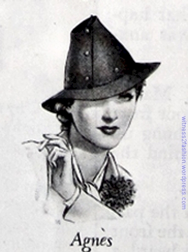 Casual hat that can be packed flat, by Agnes, 1937. Woman's Come Companion, Oct. 1937.