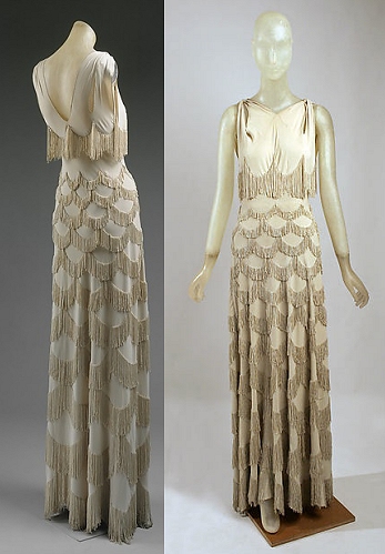 Fringd evening gown by Vionnet. 1936. Photos: Met Museum.
