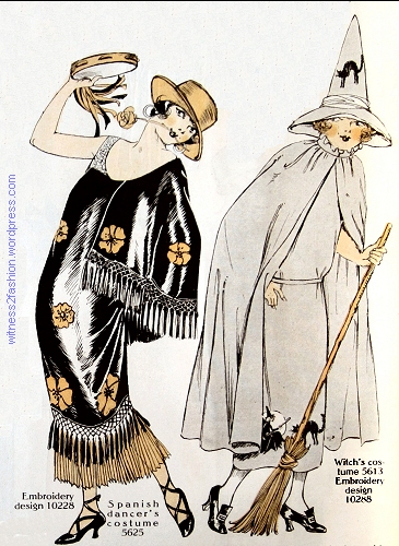 Costume for a Spanish Dancer (Butterick 5625) and a Witch (5613.) Delineator, Oct. 1924.