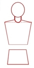 a seam across the shoulders