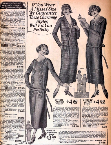 Wool dresses suitable for for the office, Sears catalog, Fall 1924.