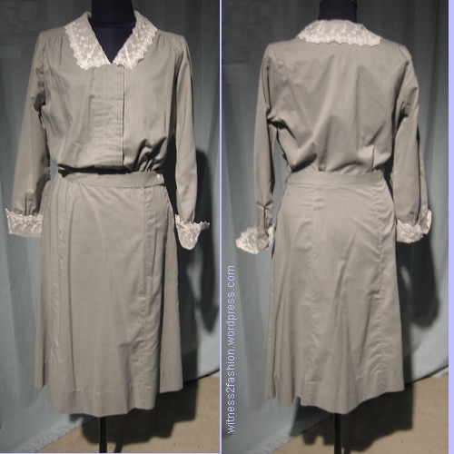 Gray Balta Maid's Uniform without apron. It has a side button closing.
