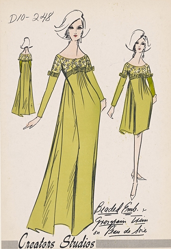 1960's evening dress in two lengths, from Creator's Studios. NYPL Digital Collections.