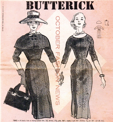 Butterick pattern 7892, Oct. 1956. 