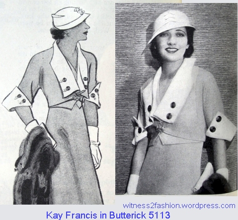 Butterick 5113 was a close copy of Orry-Kelly's design for Kay Francis. 1933.