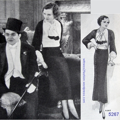 Mary Astor in a dress by Orry-Kelly that was copied as Butterick 5267. Delineator, July, 1933.