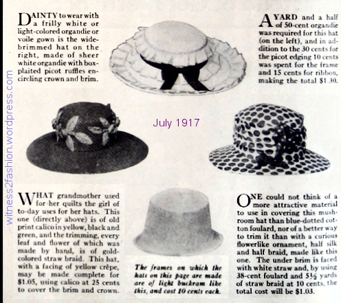 Hats to make, and a buckram foundation; Ladies' Home Journal, July 1917