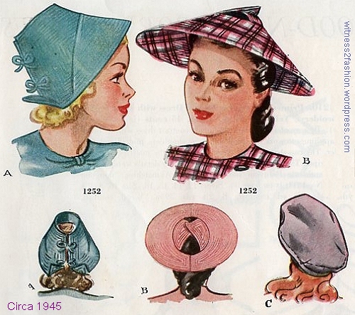McCall hat pattern 1252 circa 1945-46. Image from McCall Needlework catalog Dec. 1946.