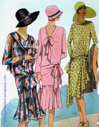 Closer views of Butterick dresses 2074, 2087, and 2026. June, 1928.