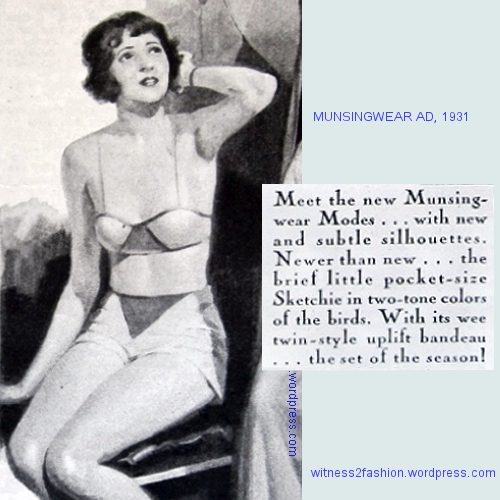 Rayon knit "uplift bandeau" and matching "sketchies" from a Munsingwear ad, 1931.