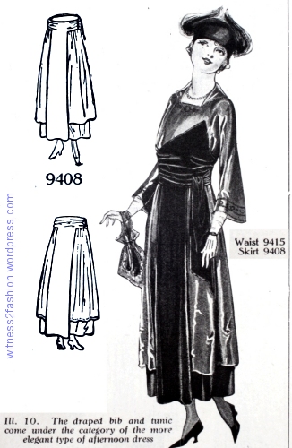 Bodice 9415 with skirt 9408, October, 1917 Delineator.