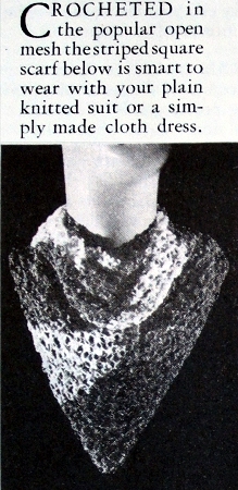 Crocheted scarf to make, Woman's Home Companion, March 1936.