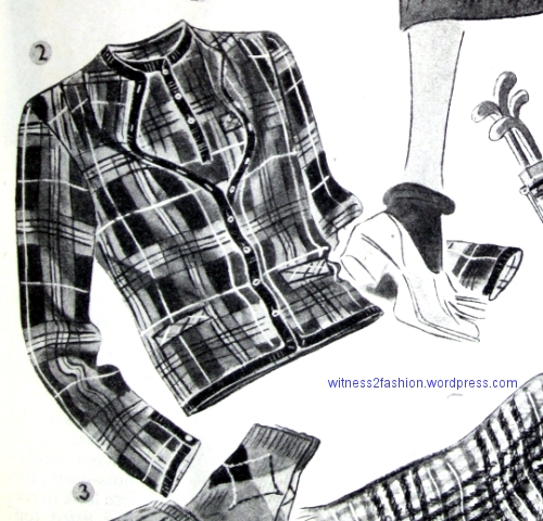 A plaid twin set for the college wardrobe. Ready-to-wear from stores in September 1926.