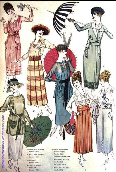 Summer fashions from Butterick, Delineator, July 1918, page 51.