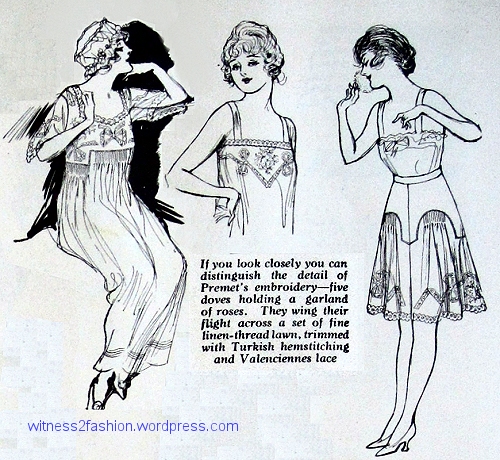 Couture undergarments by Premet, August 1917. Delineator.