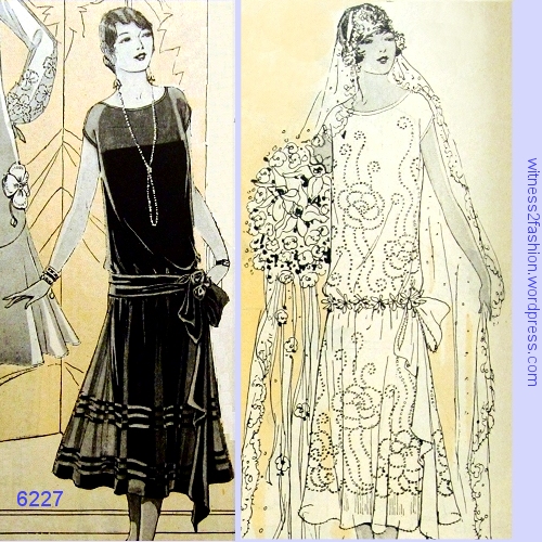 Butterick 6227 was an evening dress in September, and a Wedding dress in October, 1925. Delineator.