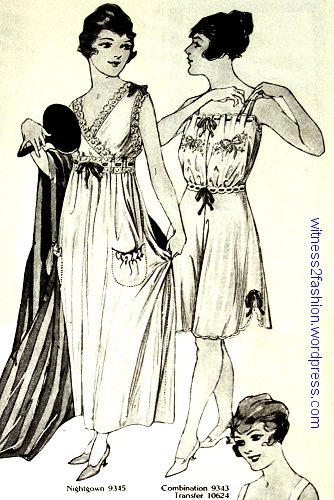 Butterick nightgown pattern 9345 and combination 9343. August 1917.