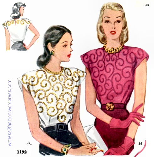 McCall 1192 had an attractive back, too. The cap shoulders are a style that returns periodically.